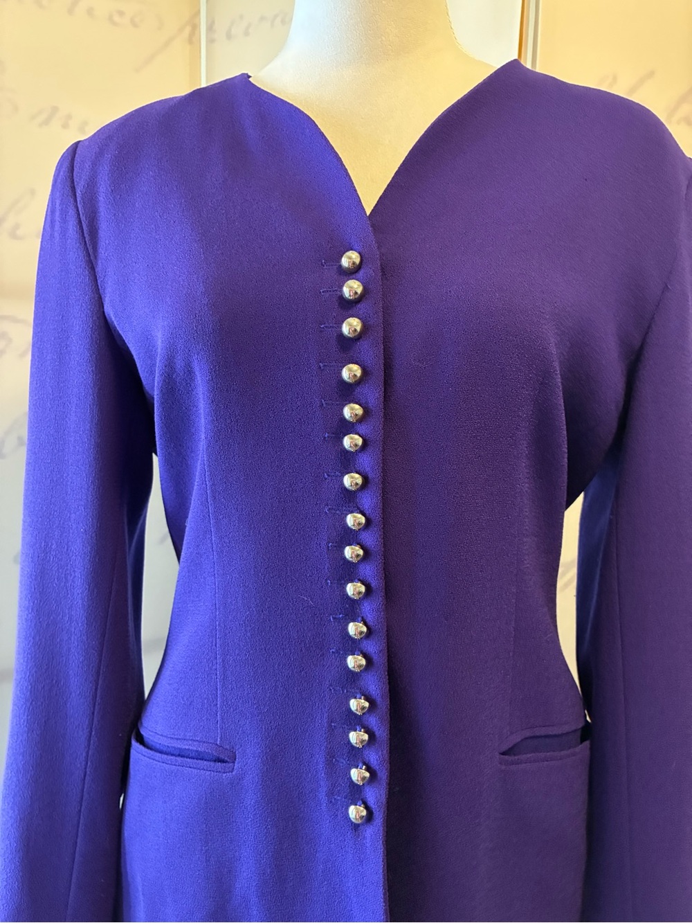 Kasper Deep Purple Longline Suit with Button-Front Blazer and Skirt